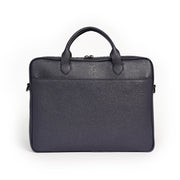 Akten- und Laptoptasche aus genarbtem Leder in Dunkelblau von BGENTS