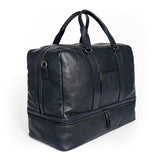 Weekender Reisetasche Max aus feinstem Rindsleder in Dunkelblau von BGENTS Seitenansicht
